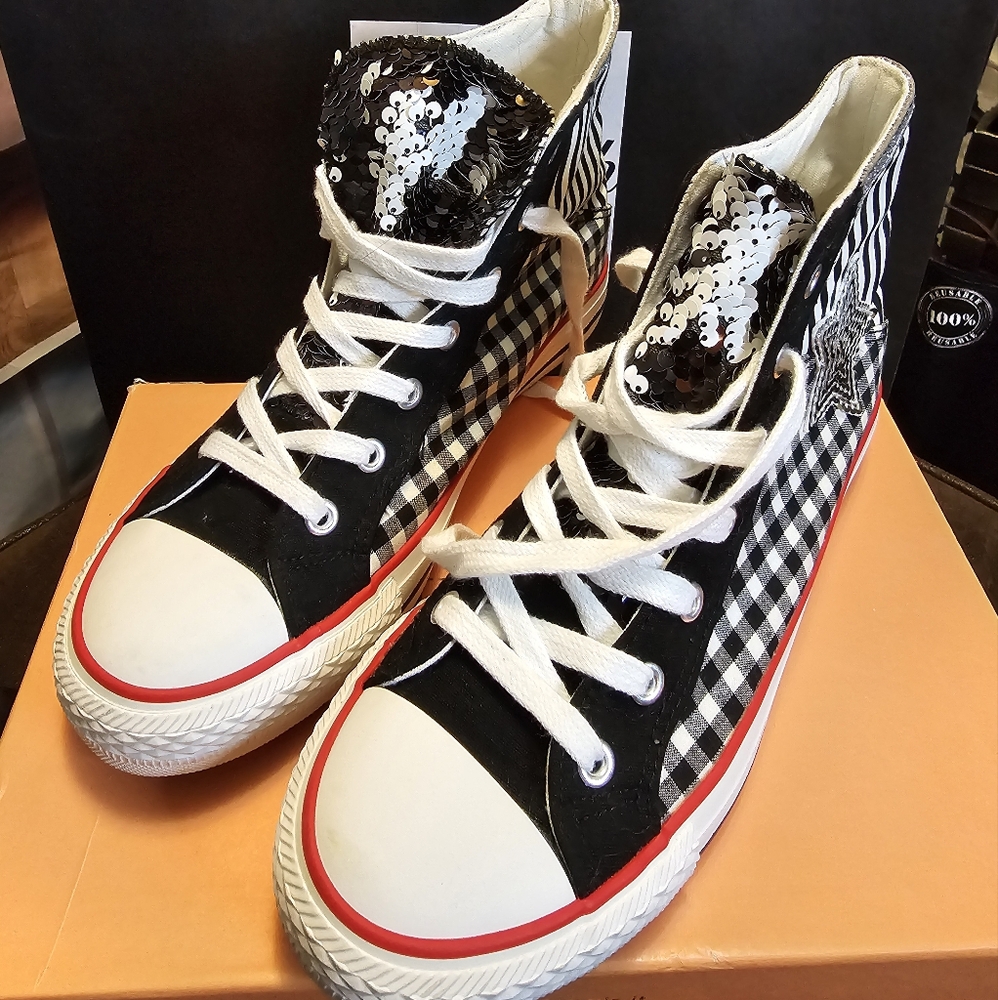 High sneakers .